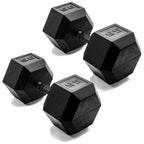 CAP Barbell 95 LB Rubber Coated Hex Dumbbell Hand Weight - Pair | Black Handle