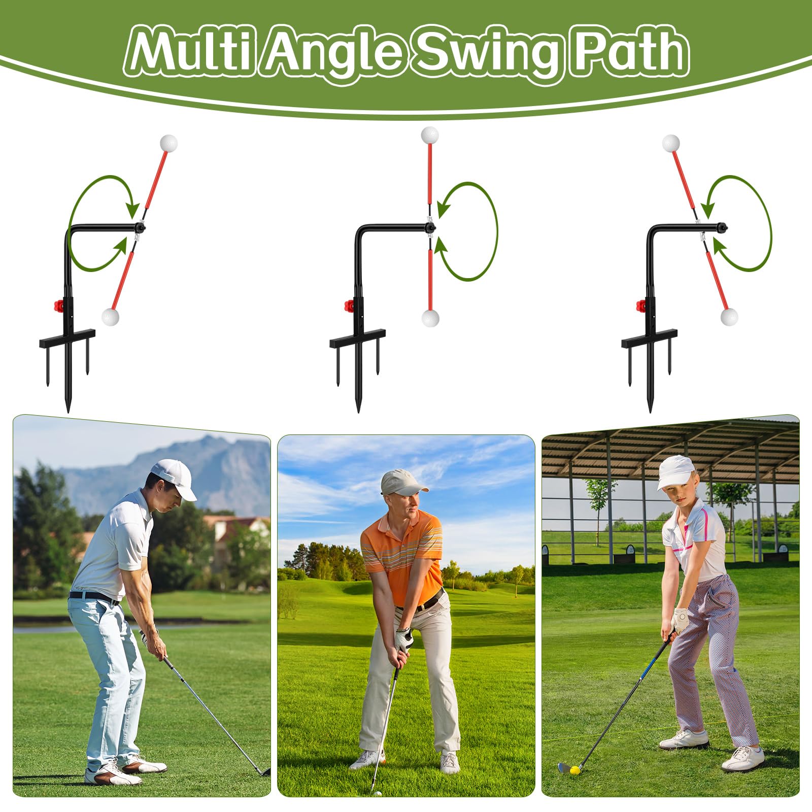 Poen Golf Swing Trainer Training Durable Iron Golf Practice Swing Groover With 3 Height Indoor Golf Practice Simulator Accessori