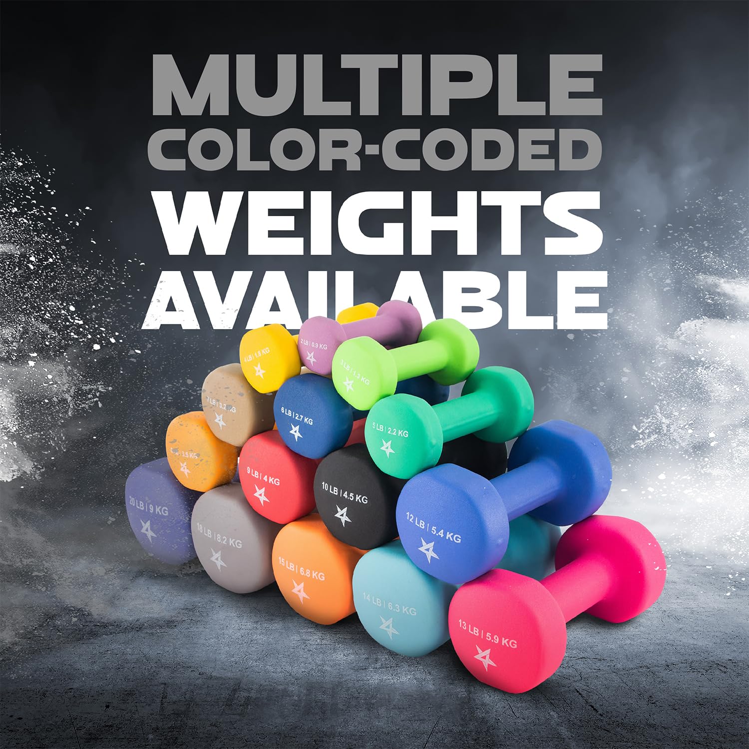 Yes4All Non-Slip, Hexagon Neoprene Dumbbells - 18Lbs Neoprene Dumbbell Set For Muscle Toning, Strength Building, Weight Loss (Gr
