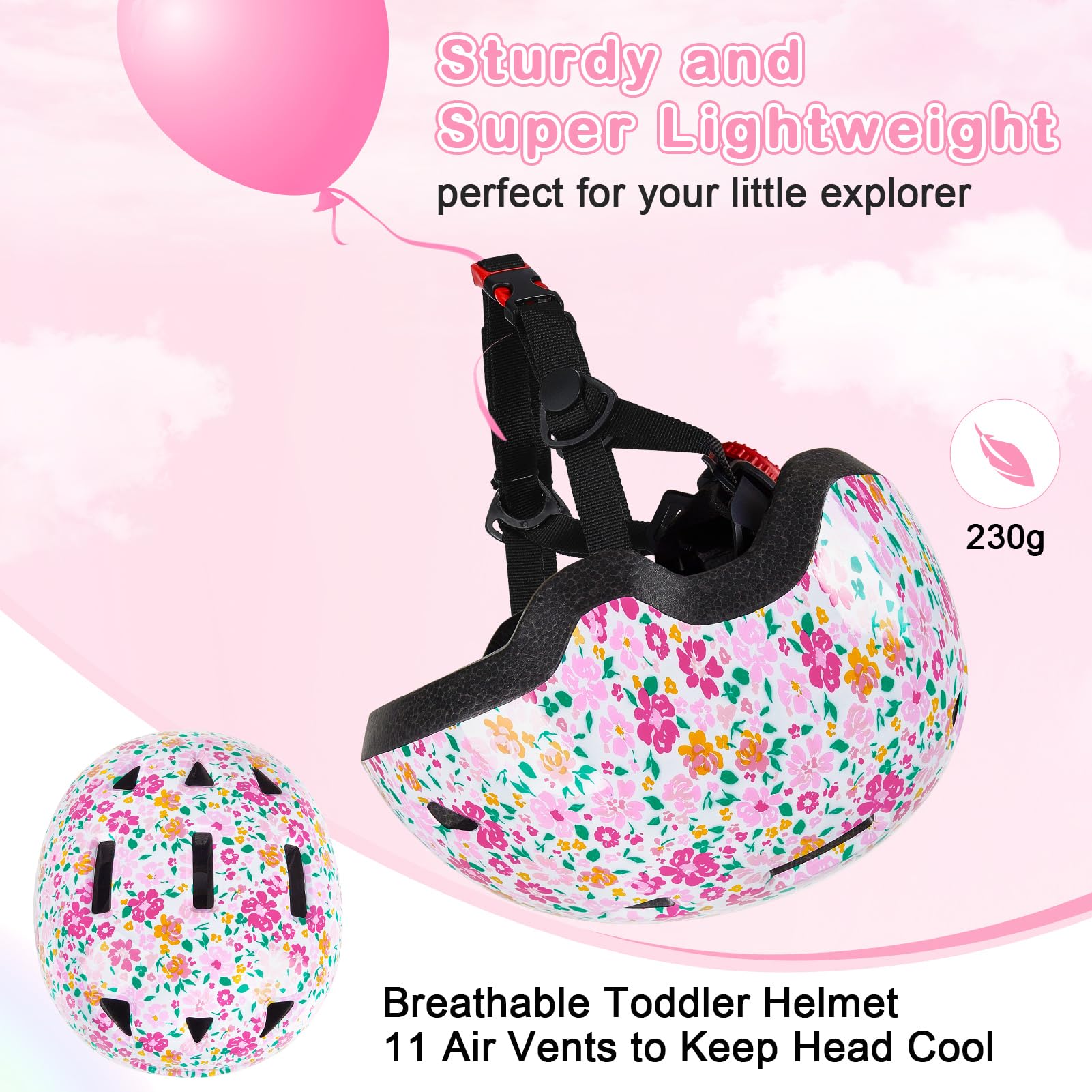 Toddler Helmet, Baby Infant Kids Bike Helmet for Kids Age 1-3/2-4/3-5/5-8 Adjustable Toddler Bike Helmets for Boys Girls for Sco