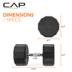 CAP Barbell 12-Sided Coated Dumbbell with Chrome Handle, Pair, 45 LB