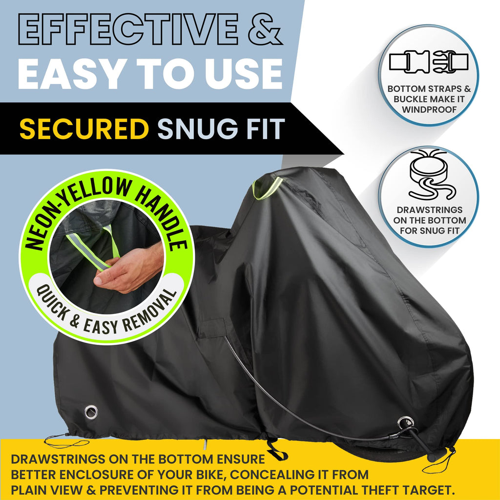 Waterproof Bicycle Cover For Outdoor Storage - Fits 1 Or 2 Mountain, Road, Electric Bikes - Anti Theft Lock Holes For Frame Body