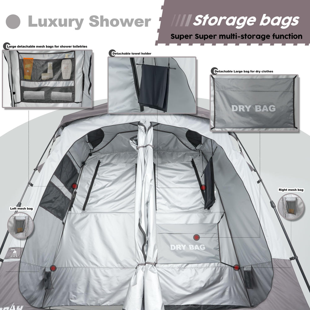 Portable Camping Shower Tent Deluxe Changing Room Easy Set Up Privacy Shelter,Large Toilet Tent With Floor Drain Design For Beac