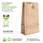Stock Your Home 6 Lb Kraft Brown Paper Lunch Bags (200 Count) - Bulk Disposable Lunch Sacks, Medium Size Blank Bag For Kids, Goo