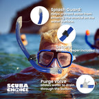Scuba Choice Scuba Diving Comocean Free Dive Semi Dry Silicone J Snorkel With Splash Guard, Blue