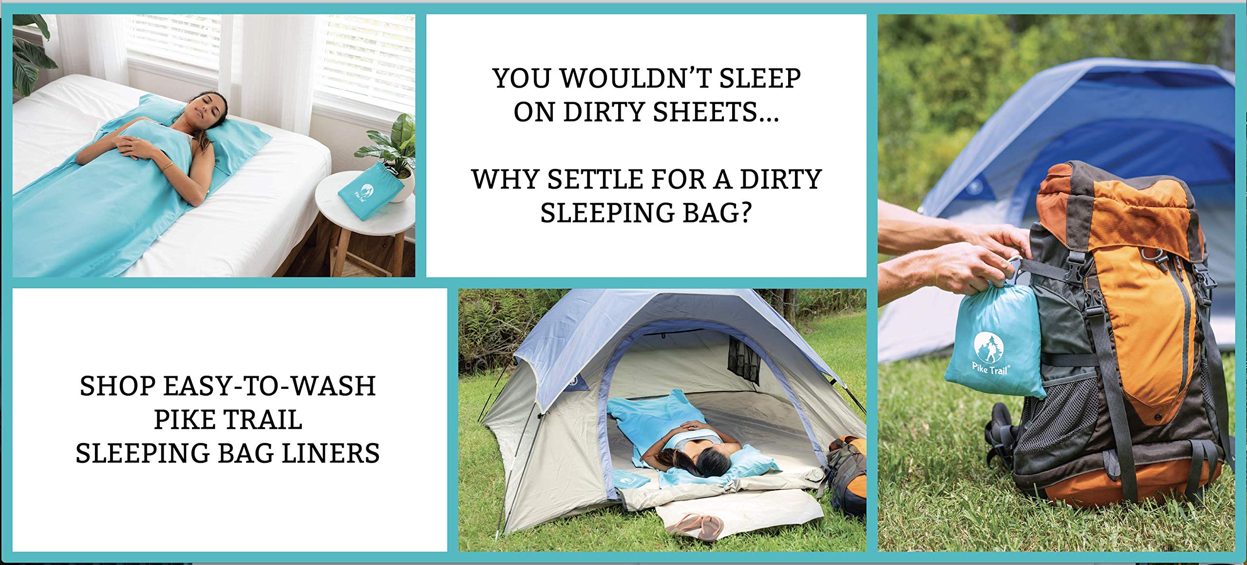 Pike Trail Sleeping Bag Liner - Travel And Camping Sheet, Lightweight And Compact Insert With Full Length Zipper And Guarantee (