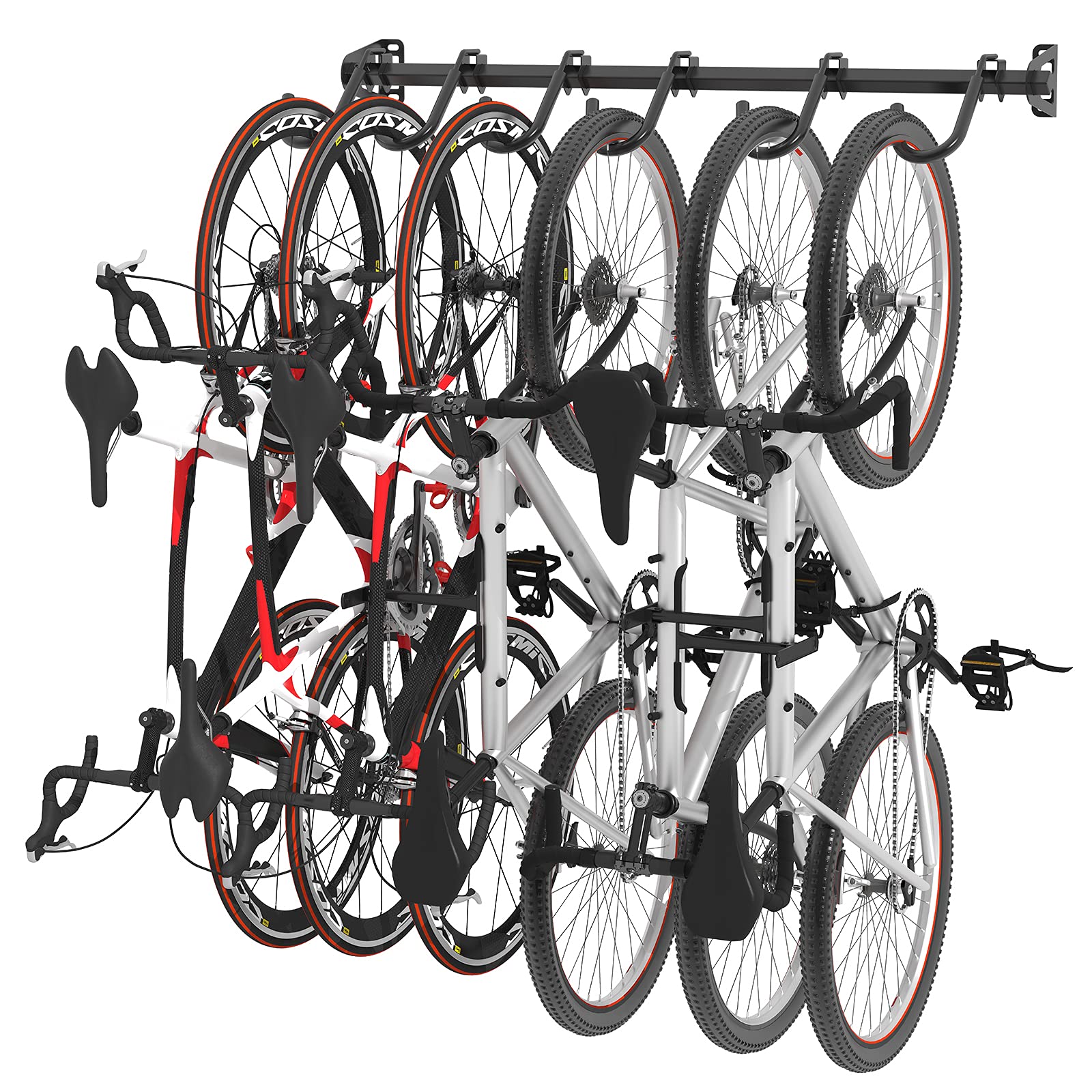 FLEXIMOUNTS 6 Bike Storage Rack, Heavy Duty Wall Mount Hanger for Home & Garage, Holds Up to 300lbs