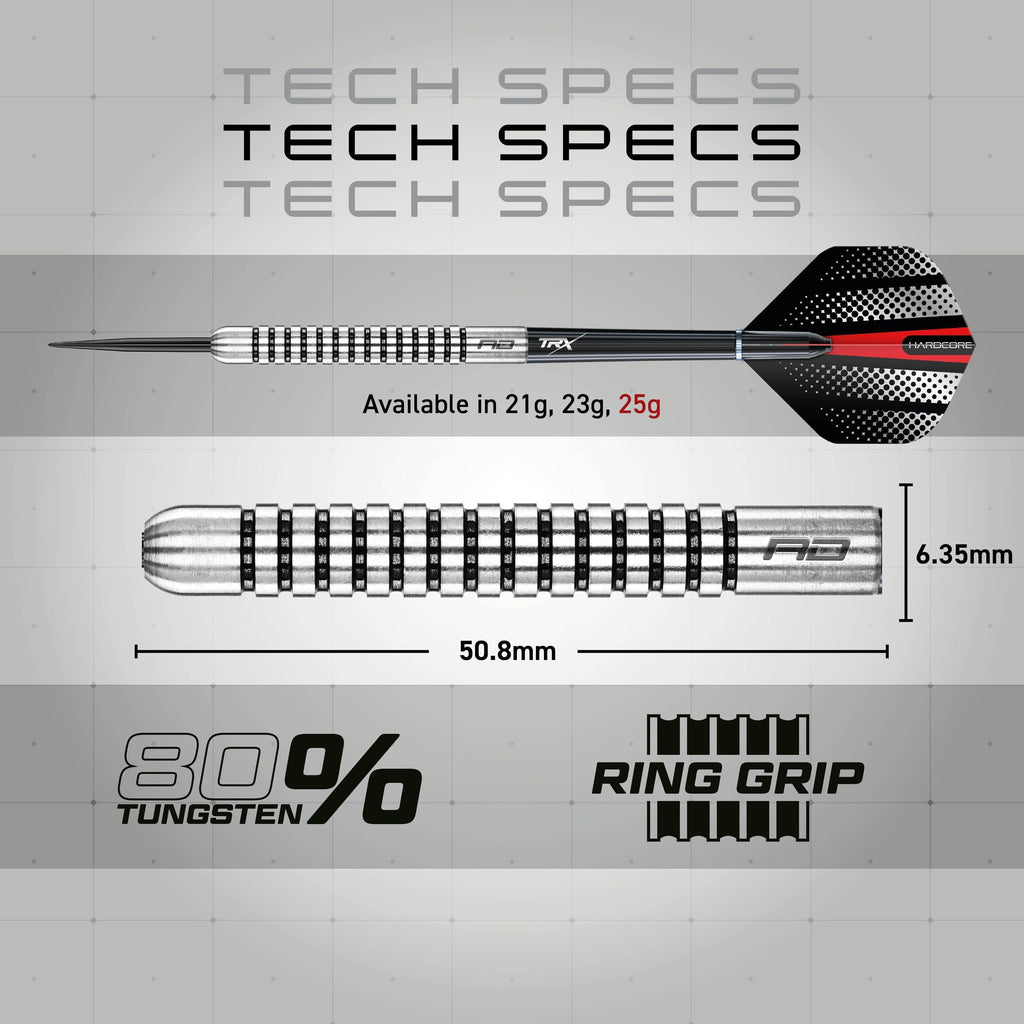Red Dragon Sidewinder 25G Flightmaster - Tungsten Steel Darts Set With Flights And Shafts