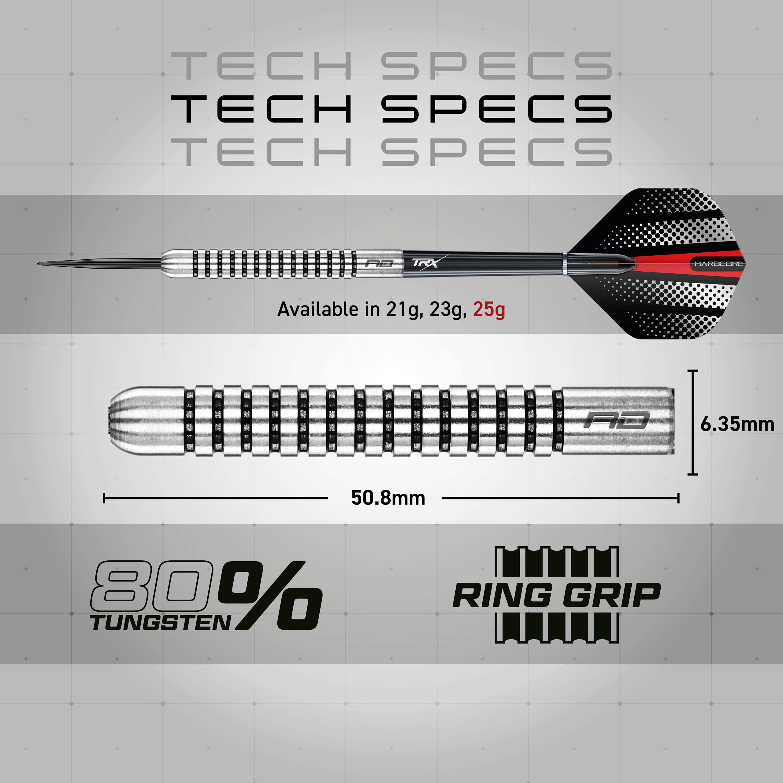 Red Dragon Sidewinder 25G Flightmaster - Tungsten Steel Darts Set With Flights And Shafts