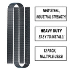 12 Pack 12 Inch Rebar Stakes Heavy Duty Trampoline Anchors, Ground Stakes Tent Stakes Steel Ground Anchors, Black