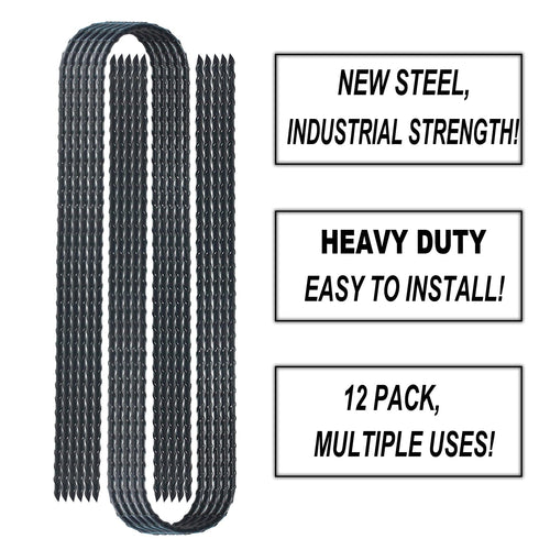 12 Pack 12 Inch Rebar Stakes Heavy Duty Trampoline Anchors, Ground Stakes Tent Stakes Steel Ground Anchors, Black