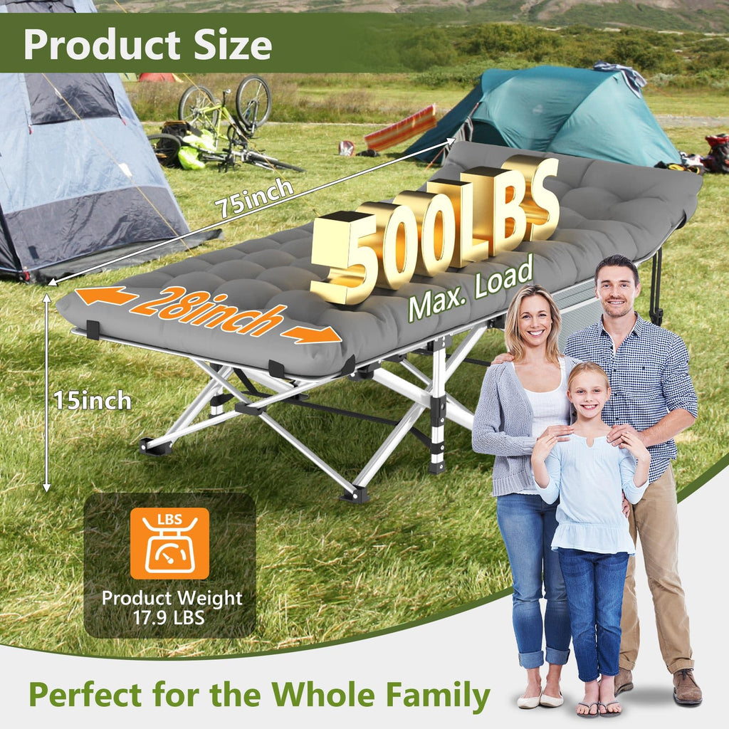Slendor Camping Cot, Folding Camping Cots For Adults, Portable Sleeping Cot With Carry Bag, 1200D Double Layer Oxford, Camp Cot