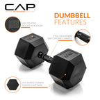 CAP Barbell 60 LB Coated Hex Dumbbell Weight with Black Handle