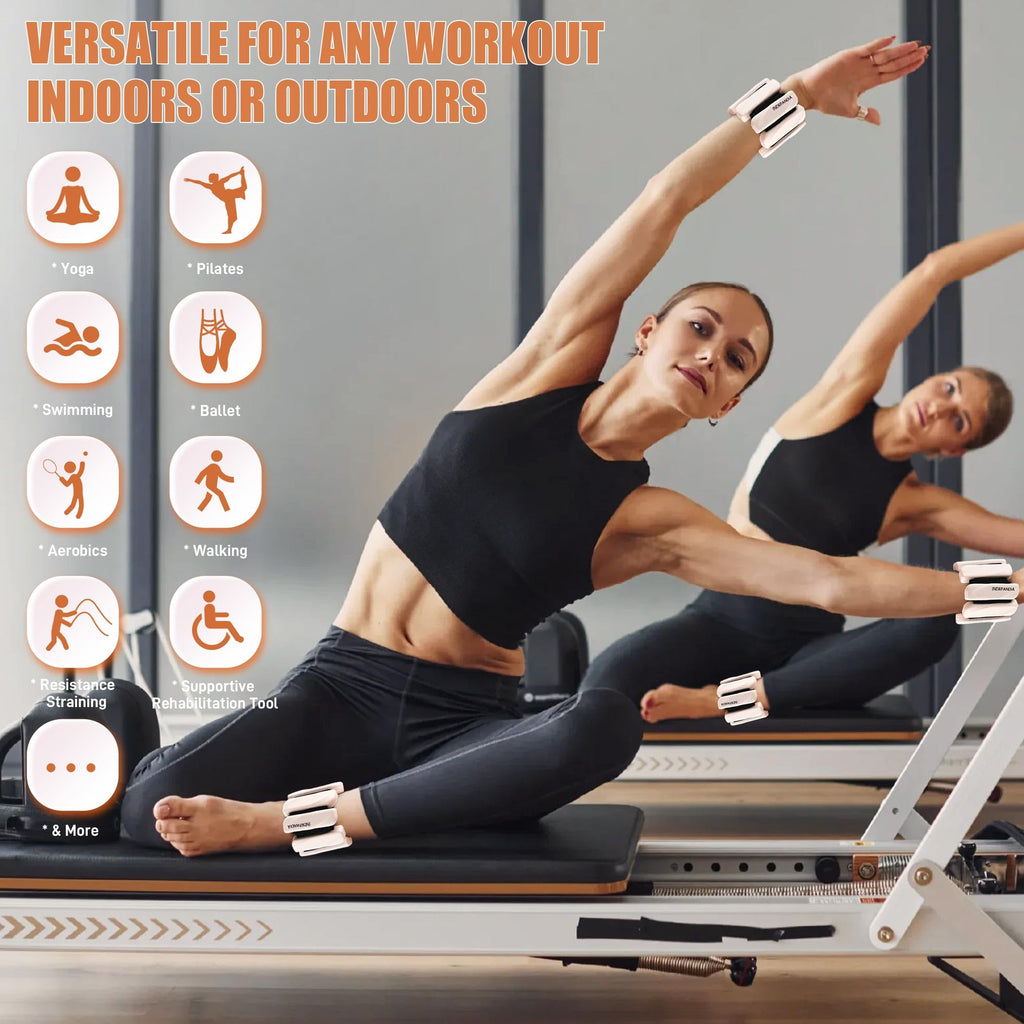 INDEPANDIA Wrist & Ankle Weights for Women and Men, 4lbs Pair Adjustable Silicone Weighted Bangles for Arm & Leg Workouts, Perfe