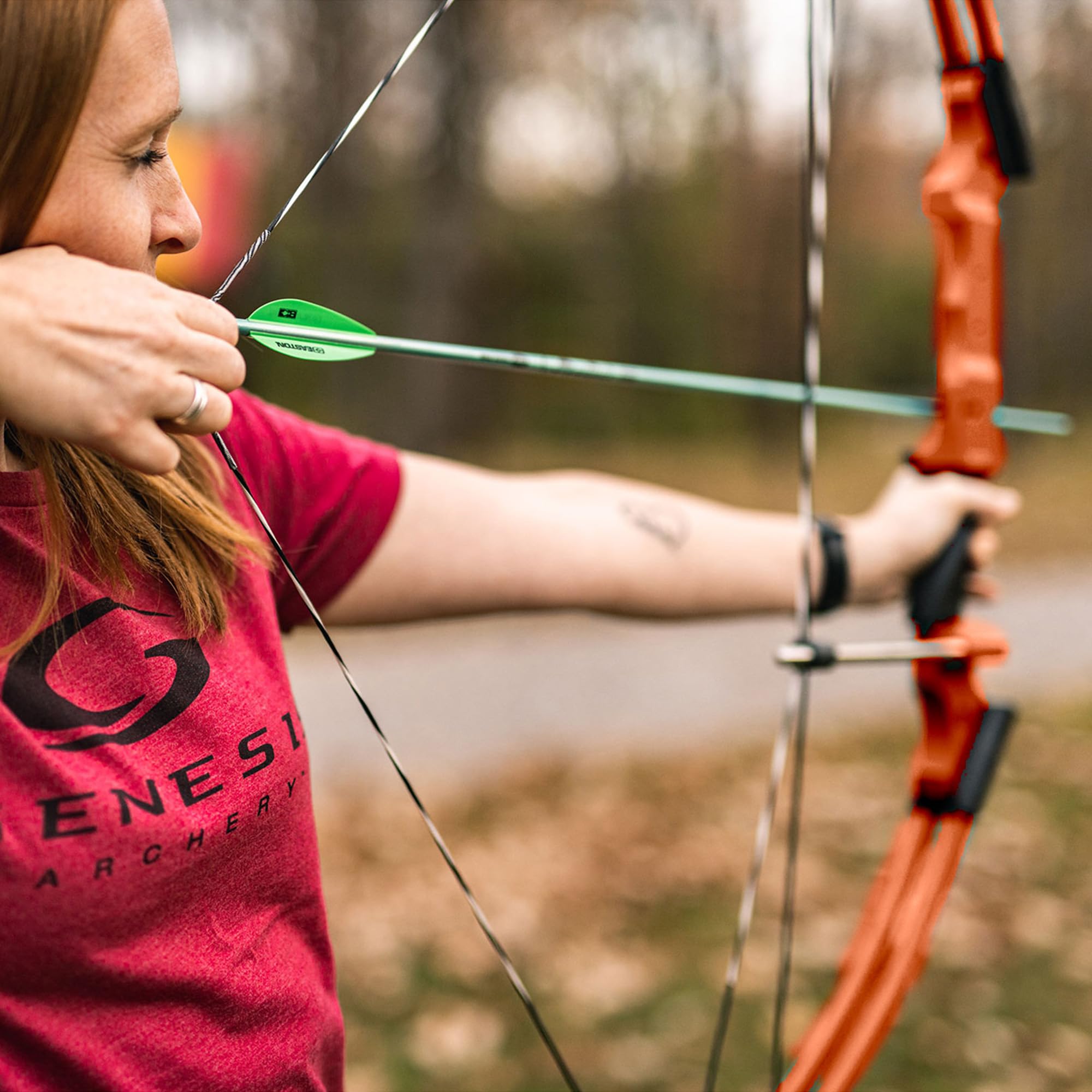 Genesis Archery Compound Bow, W/Adjustable Riser, Original, Draw Hand - Left, Orange