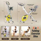 Leikefitness Leike X Bike Ultra-Quiet Folding Exercise Bike, Magnetic Upright Bicycle With Heart Rate,Lcd Monitor And Easy To As