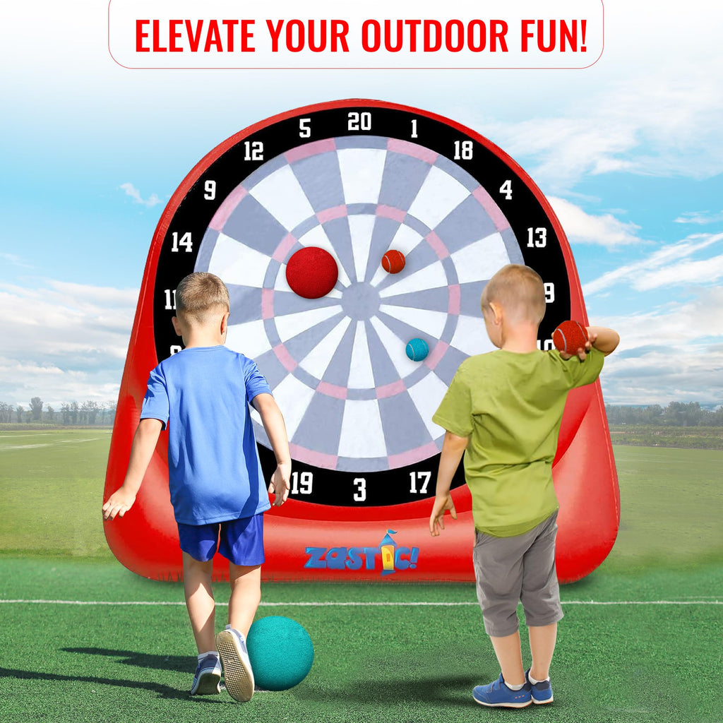 Zastic! The Original Giant 6Ft Tall Inflatable Kick Darts Game  Jumbo Outdoor Soccer Target Board For Back Yard Games Activity