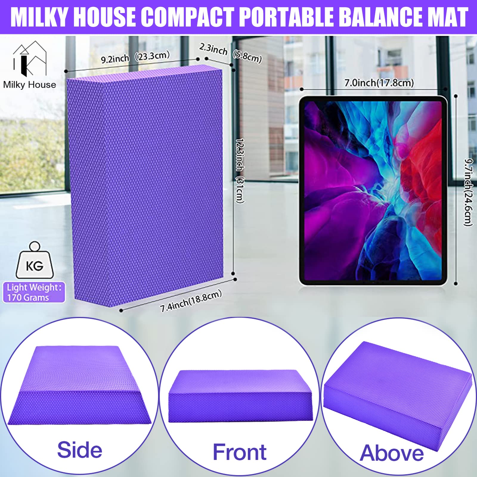 Balance Board, Foam Pad Yoga Mat, Balancing Exercises Mat, Non-Slip Knee Rocker Board Physical Therapy Cushioned Turn Boards For