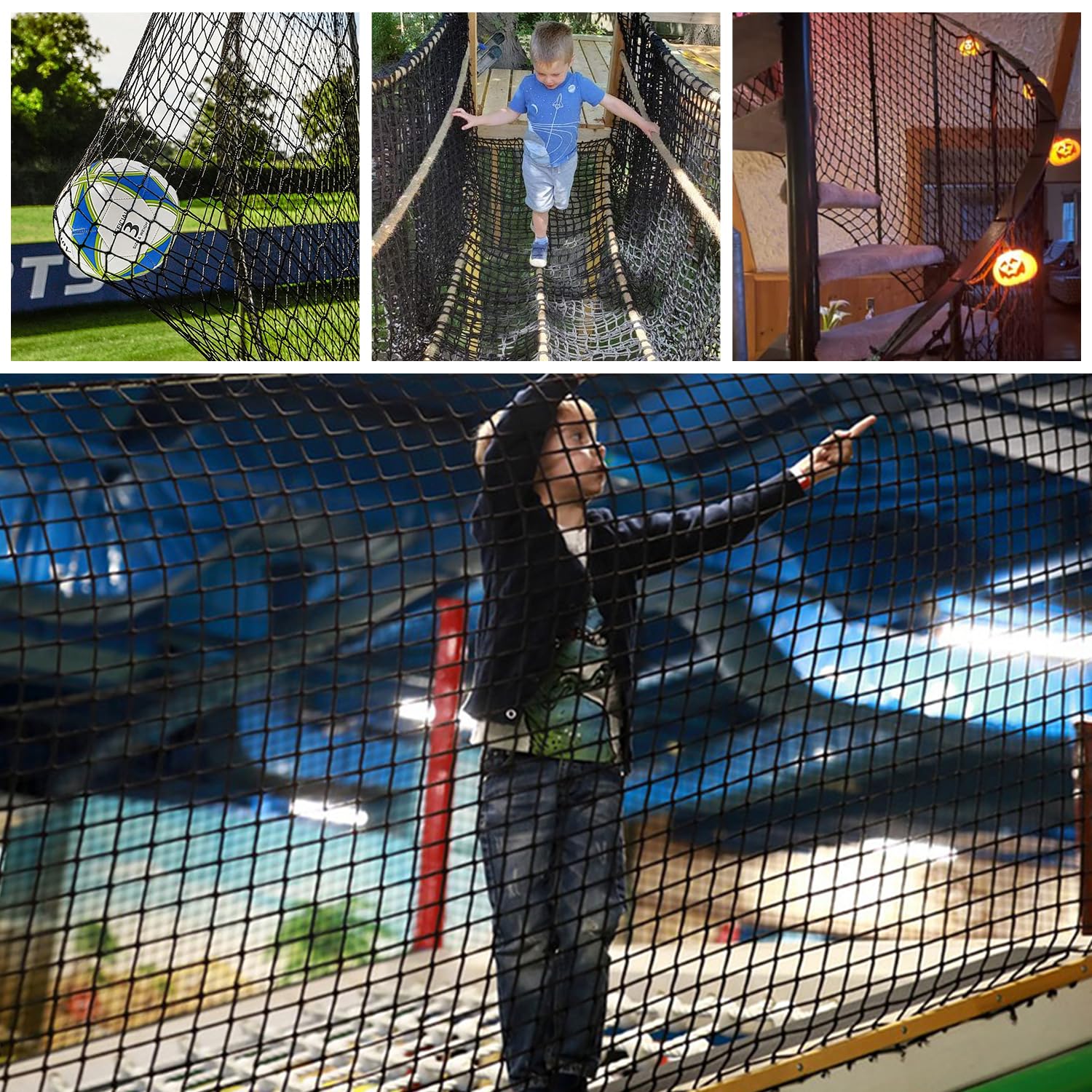 Bunifa Climbing Cargo Net for Kids Outdoor Balcony & Playground Safety Net - Knotless Polyester Sports Netting