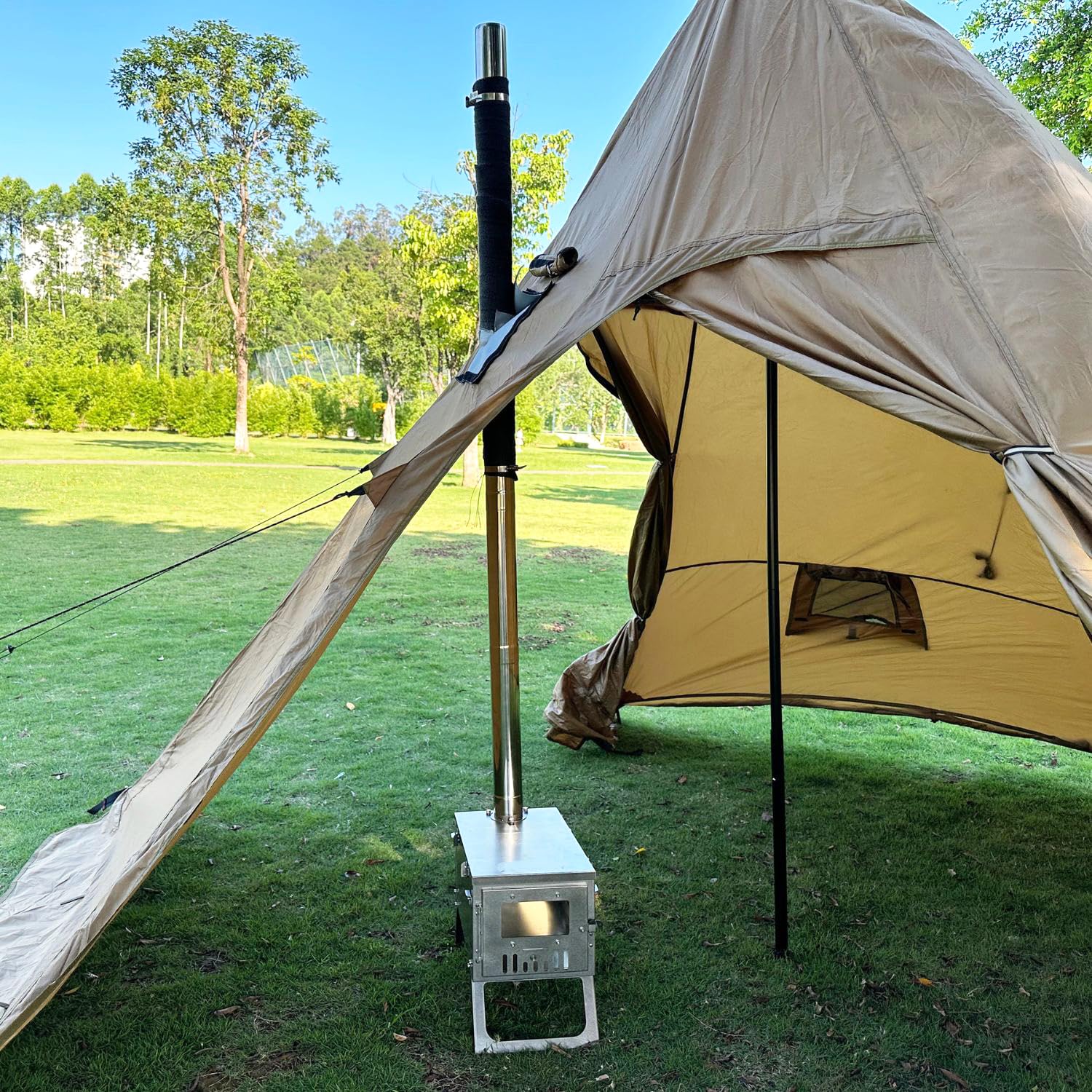 Taisoca Diy Stove Jack With Rain Flap,Double Layer Stove Jack 7.9 * 9Inch/20 * 23Cm,Fireproof Stove Jack For Protecting Hot Tent