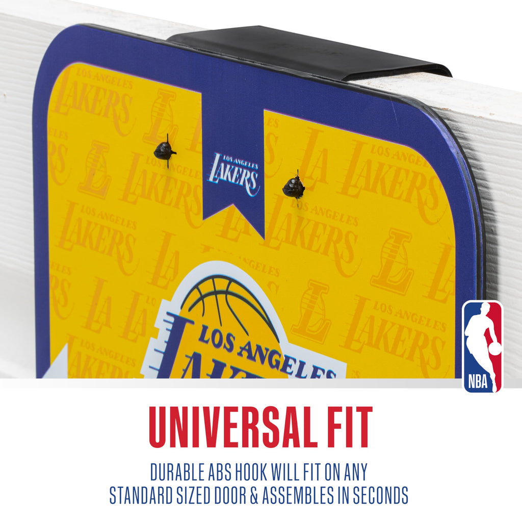 Franklin Sports Nba Los Angeles Lakers Mini Over The Door Basketball Hoop - Kids Indoor Mini Hoop With Ball - Nba Fan Shop Toy F