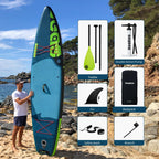 Seaseesup Inflatable Paddle Board Stand Up Paddleboards, 11 Paddle Boards For Adults With Sup Accessories, Double Action Pump, I