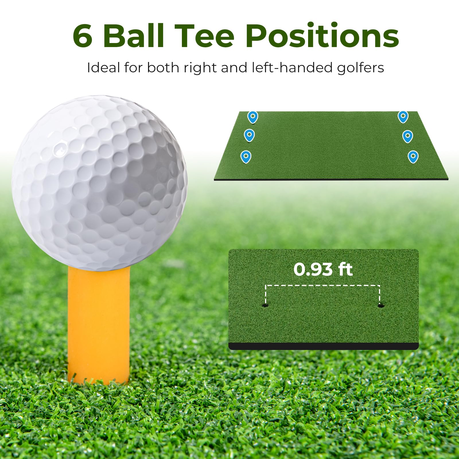 Gymax Golf Mat, Artificial Turf Golf Hitting Mat W/ 2 Alignment Sticks & 2 Rubber Tees, Thick Golf Practice Mat Training Aid?For