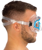 Cressi Panoramic Wide View Mask With Dry Snorkel Set, Clear Blue