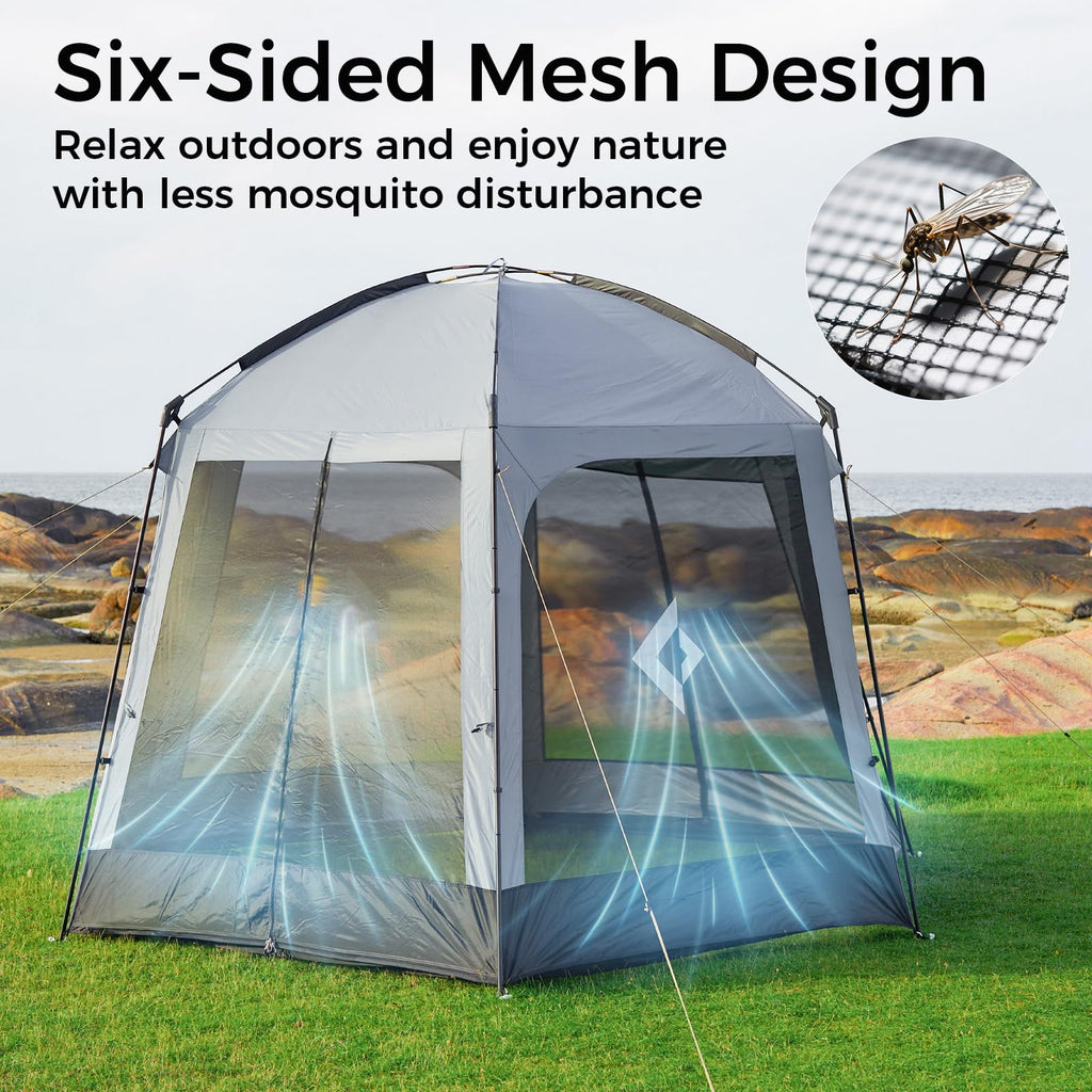 Kingcamp Screen Tent, Camping Tent For 6-8 Person 12' X 12' Portable Screen House Room With Detachable Sunshade For Camping, Gar