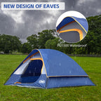 Unp Camping Tent 4 Person, Waterproof Windproof Tent With Rainfly Easy Set Up Portable Dome Tents For Camping (Navy Blue)