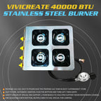 Vivicreate 4 Burner Propane Gas Stove 40000 Btu Stainless Steel Cooktop With Enamel Pan Support Electronic Ignition For Camping