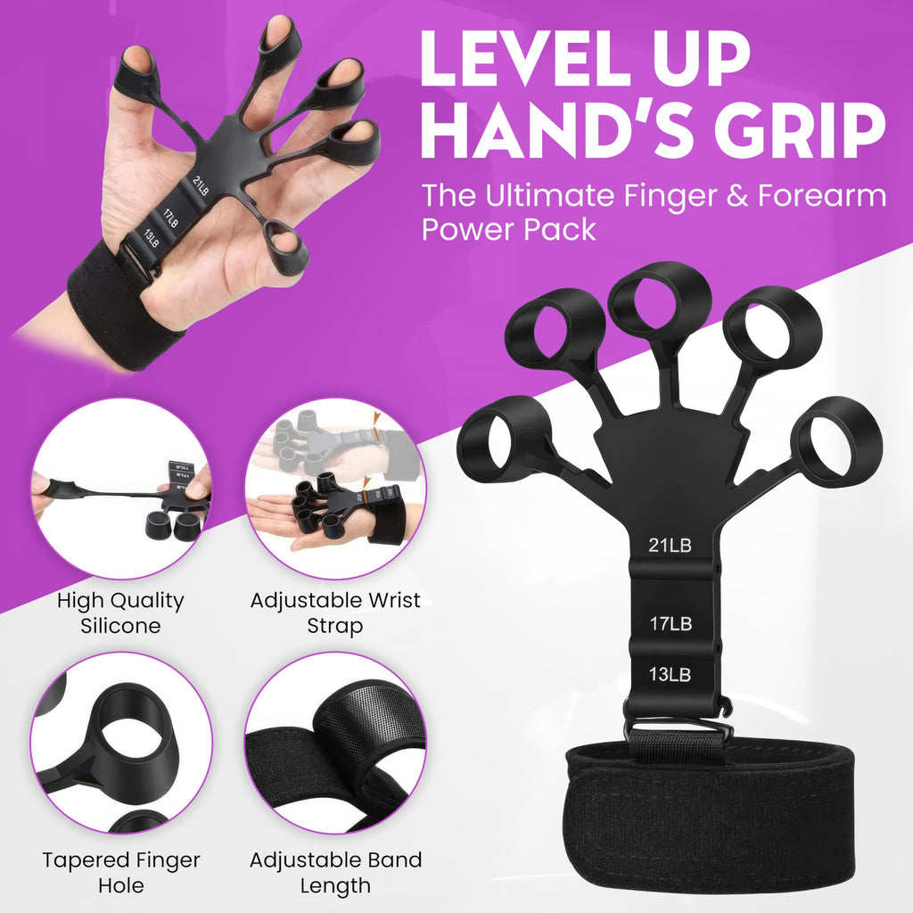 Hand Gripper Strengthener, 7 Pack Adjustable Resistance 22-220Lbs (10-100Kg) Forearm Exerciser, Grip Strength Trainer For Muscle
