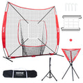 VEVOR 7x7 ft Baseball Softball Practice Net, Portable Baseball Training Net for Hitting Catching Pitching, Backstop Baseball Equ