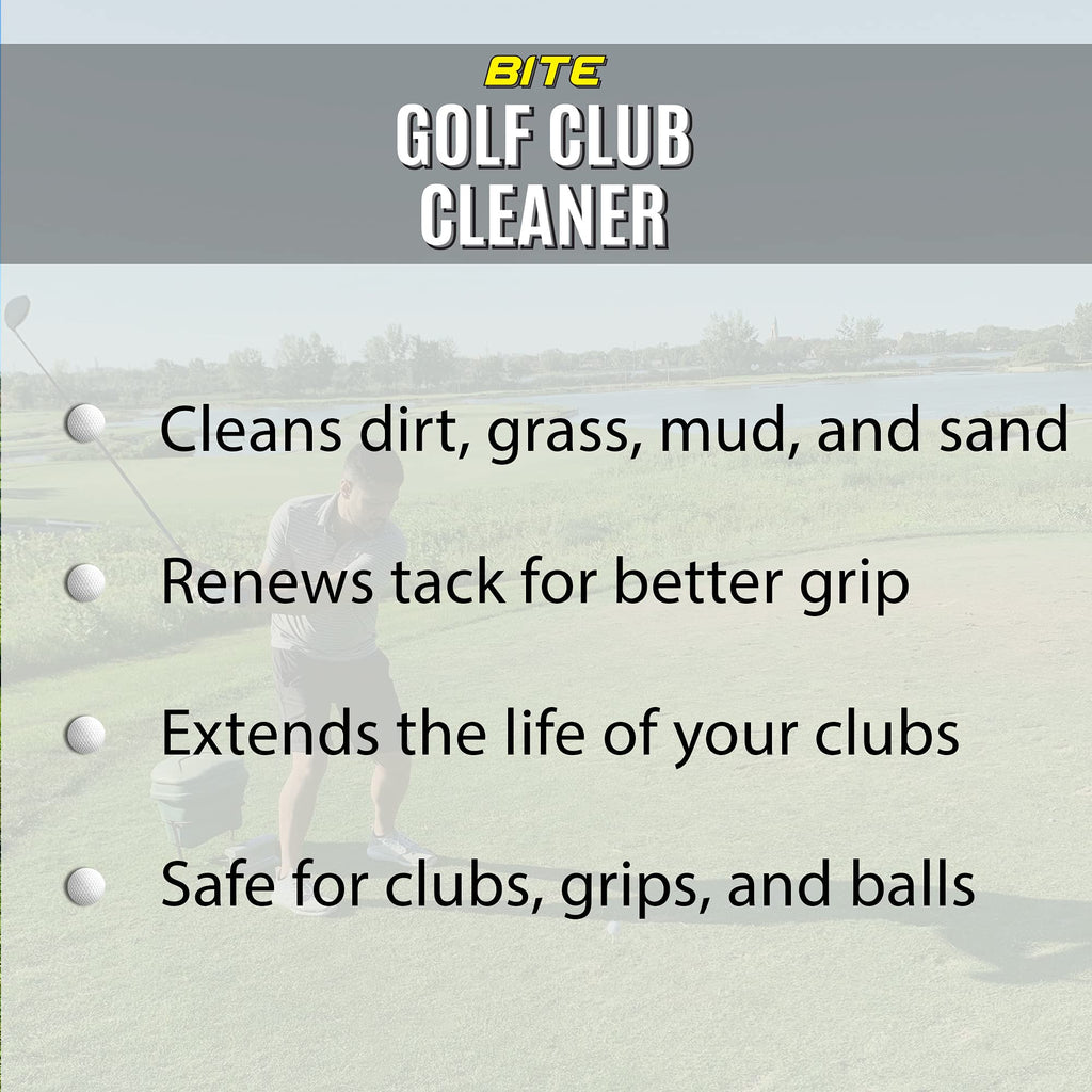 Bite Golf Club And Grip Cleaner  Keeps Clubs, Irons, And Drivers Clean  Use With Cloth, Brush, Or Bottle Brush Refill  Restore G