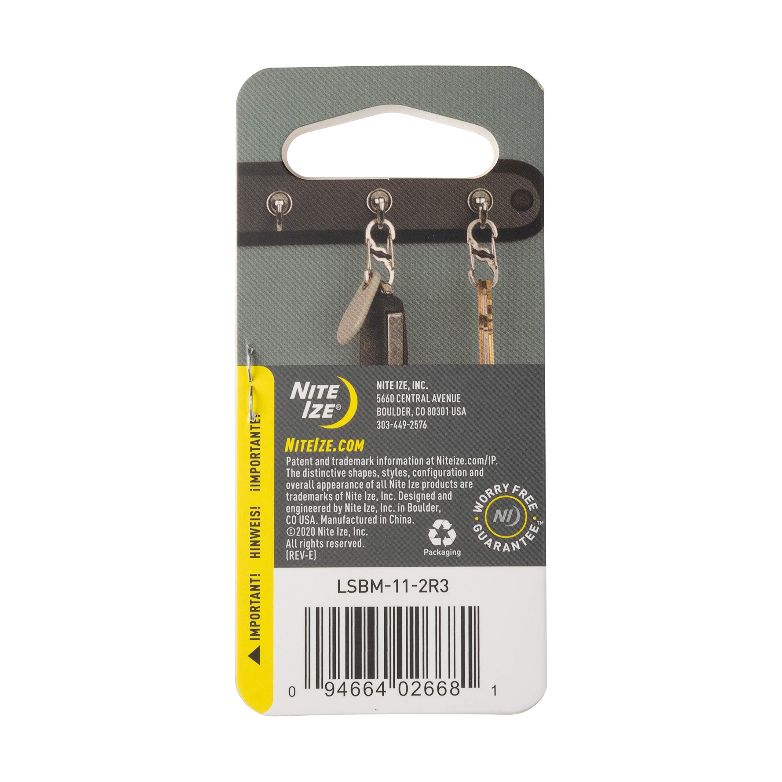 Nite Ize S-Biner Microlock, Locking Key Holder, Stainless-Steel 2-Pack