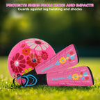 Vizari Blossom Kids Soccer Shin Guards For Girls - Pink/Blue, M | Dual-Layered Protection & Ventilated Football Shin Pads With A