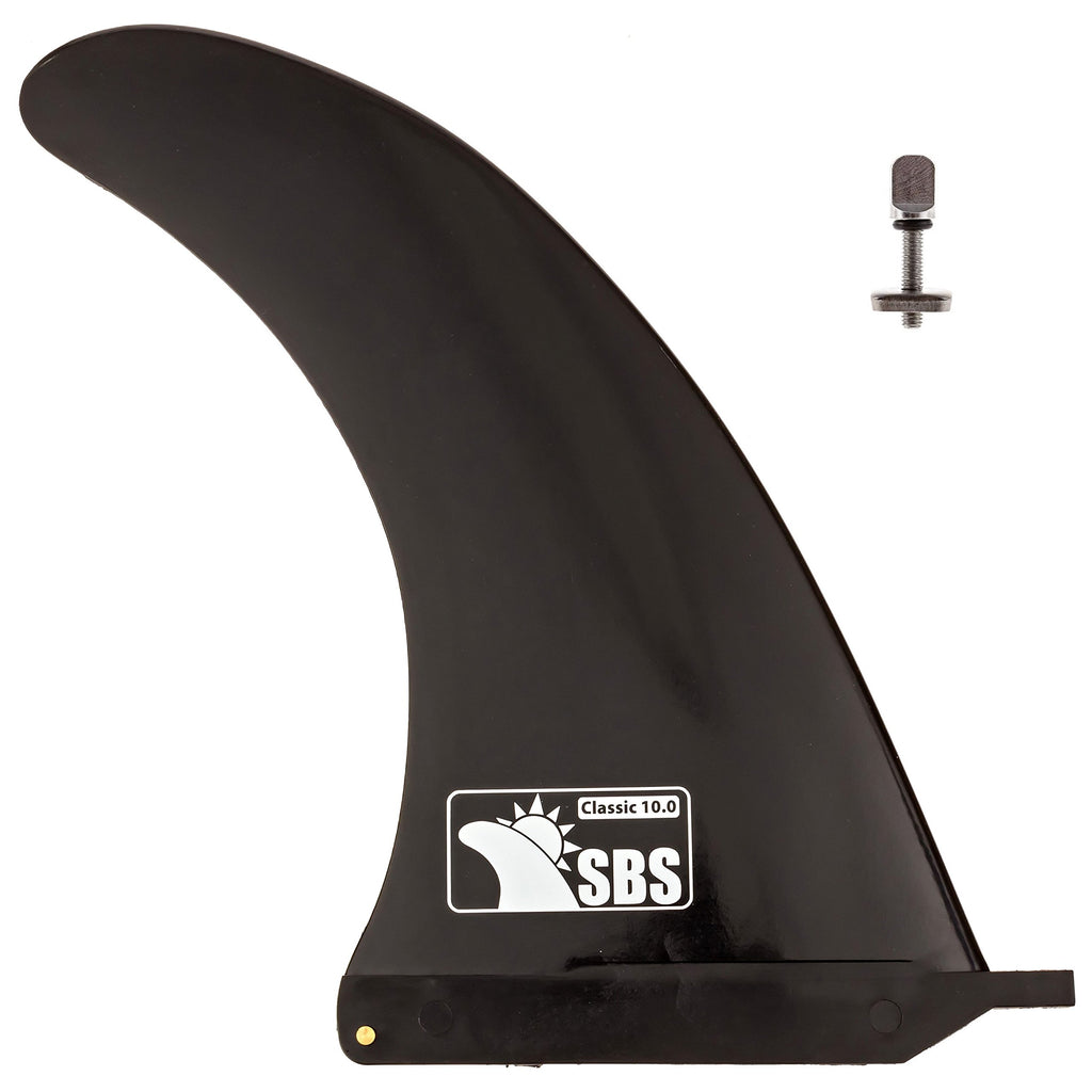 Sbs 10'' Surf & Sup Fin - Free No Tool Fin Screw - 10 Inch Center Fin For Longboard, Surfboard & Paddleboard