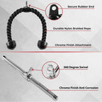 Yes4All Combo Rotating Straight Bar And Tricep Rope, Cable Machine Attachment/Tricep Pull Down Rope - Cable Bar For Strength Tra