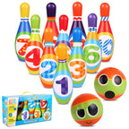 Toyvelt Kids Bowling Set - With 10 Bowling Pins & 2 Balls - Educational Early Development Indoor & Outdoor Games Set - For Toddl