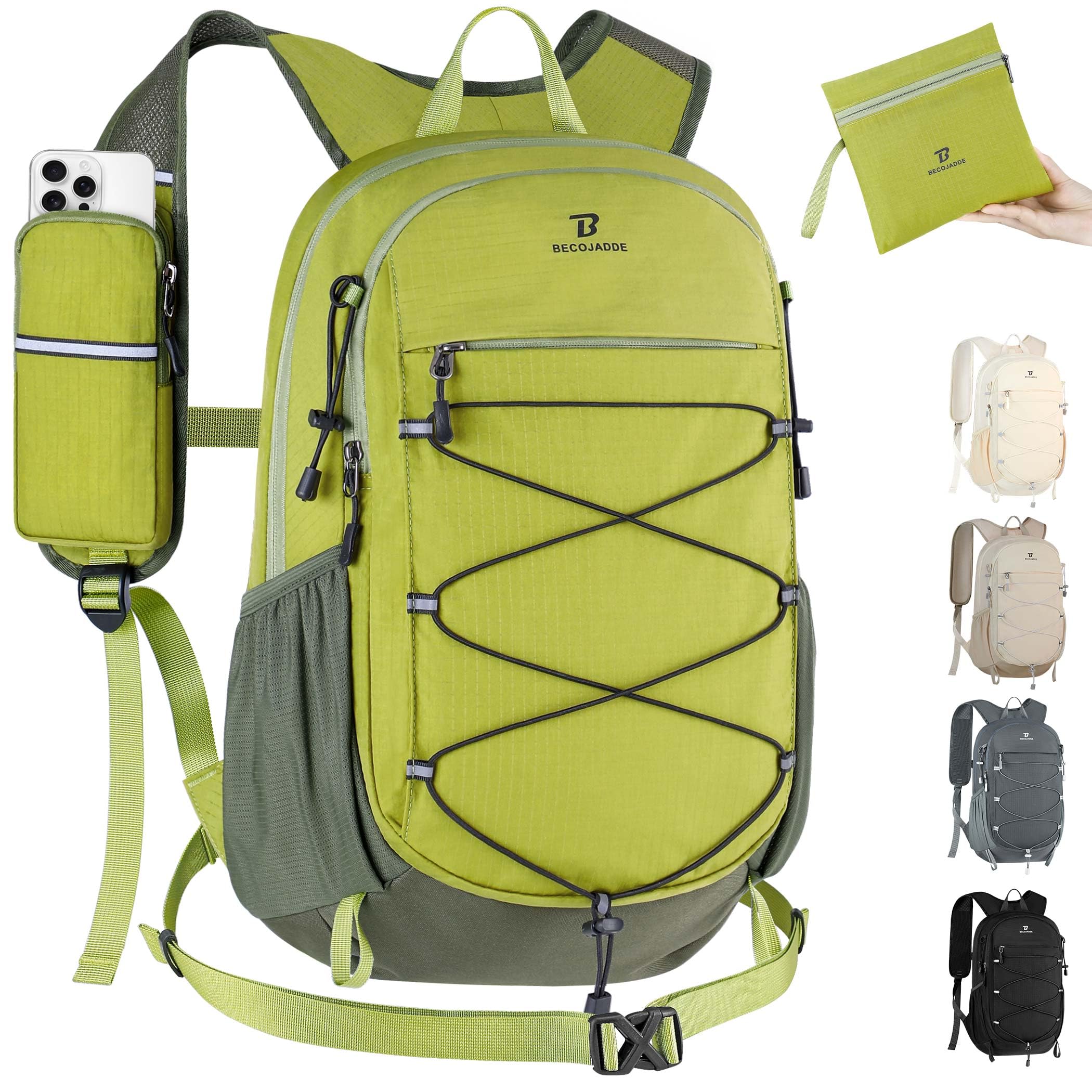 BECOJADDE Hiking Backpack 20L Small Backpack Packable Day pack Water Resistant Lightweight Travel Backpack for Women Men with Sh
