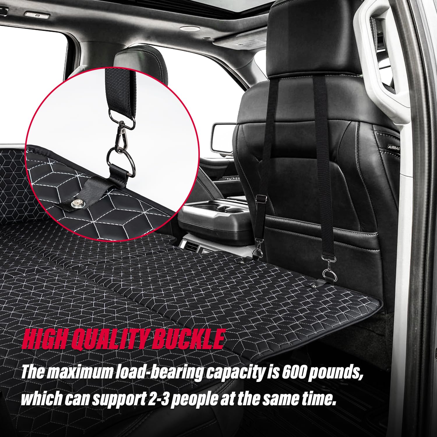 Ohmu Non Inflatable Truck Bed Air Mattress For Large Truck,Car Travel Camping Back Seat Extender For F150/Ram 1500/Toyota/Silver