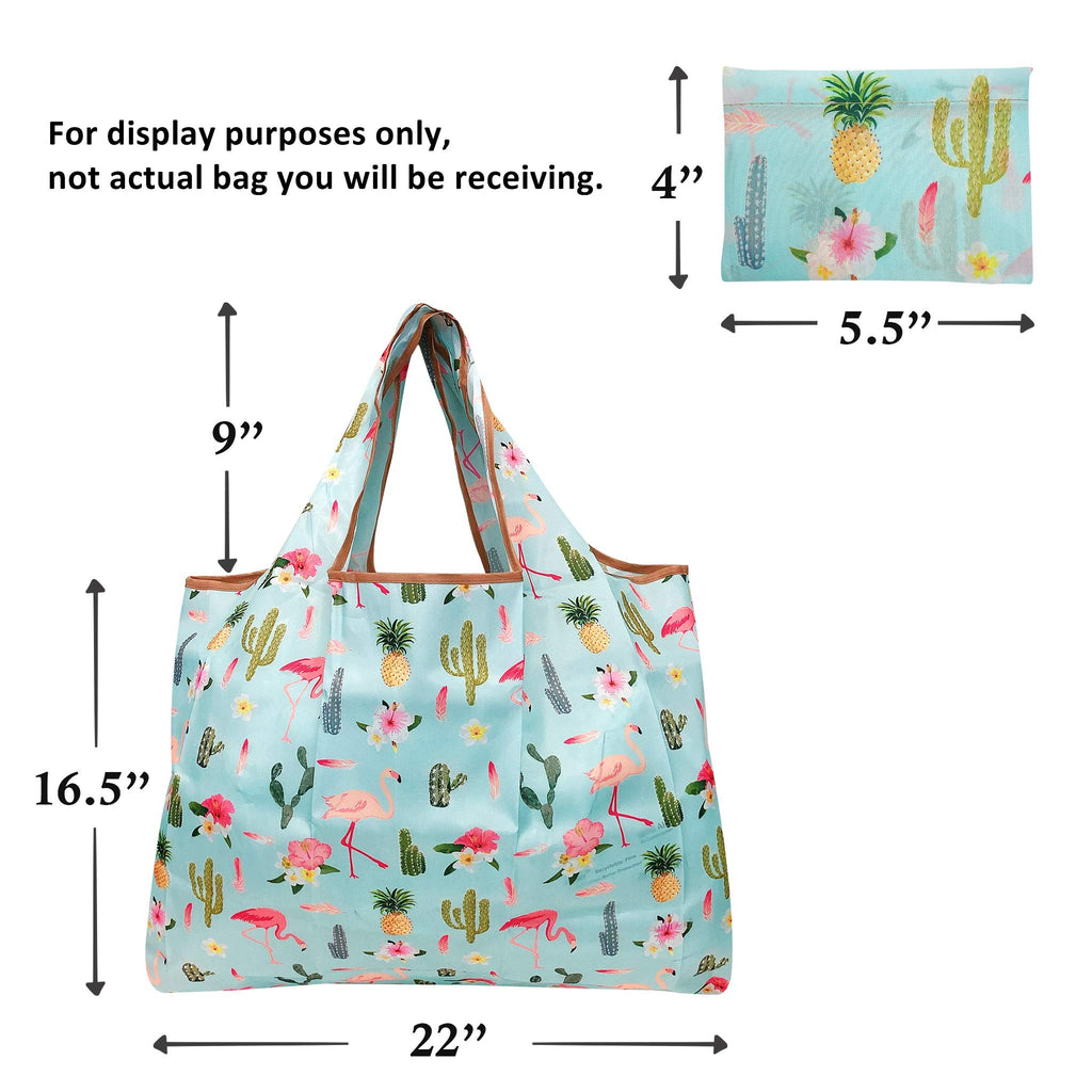 Allydrew Large Foldable Tote Nylon Reusable Grocery Bag, Owls Brown
