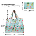 Allydrew Large Foldable Tote Nylon Reusable Grocery Bag, Owls Brown