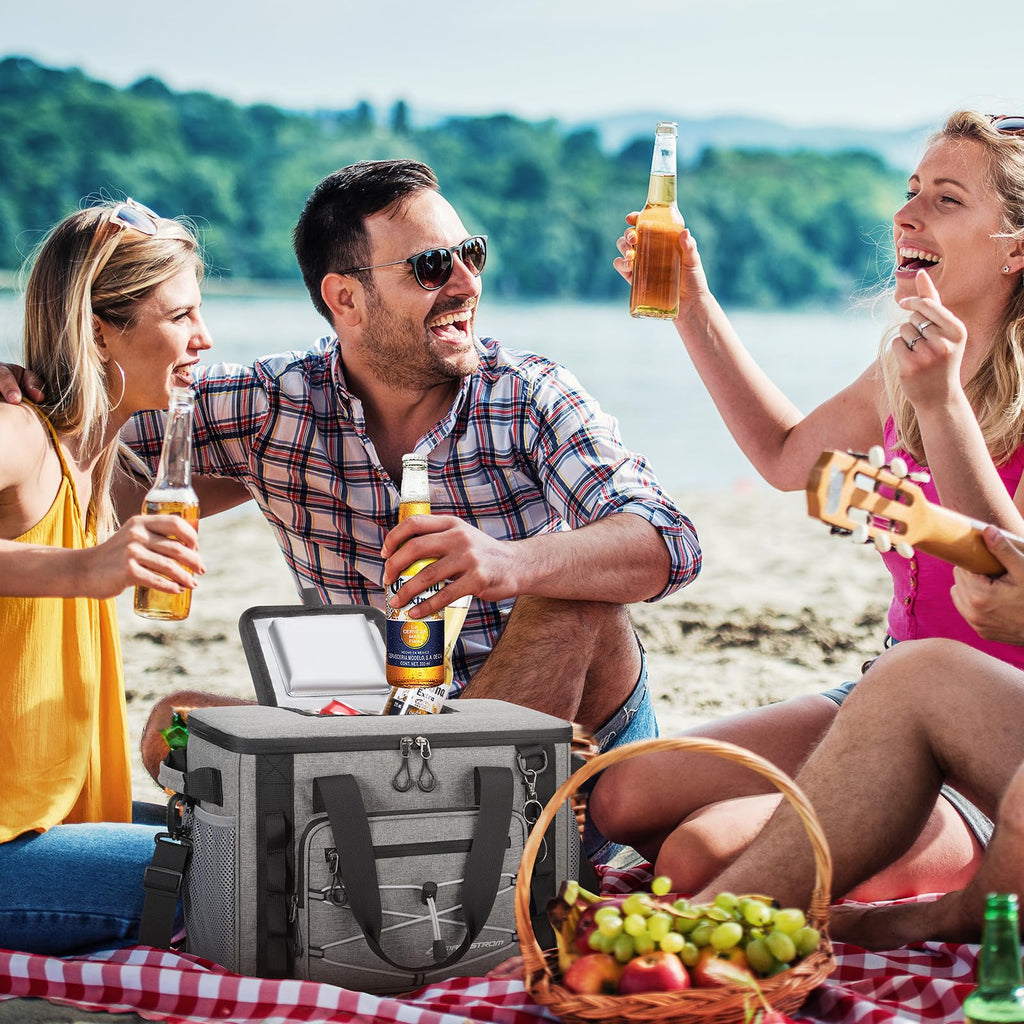 Maelstrom Soft Sided Cooler Bag, 30 Can Collapsible Insulated Ice Chest With Quick Access Flip-Top Lid, Large Leakproof Camping