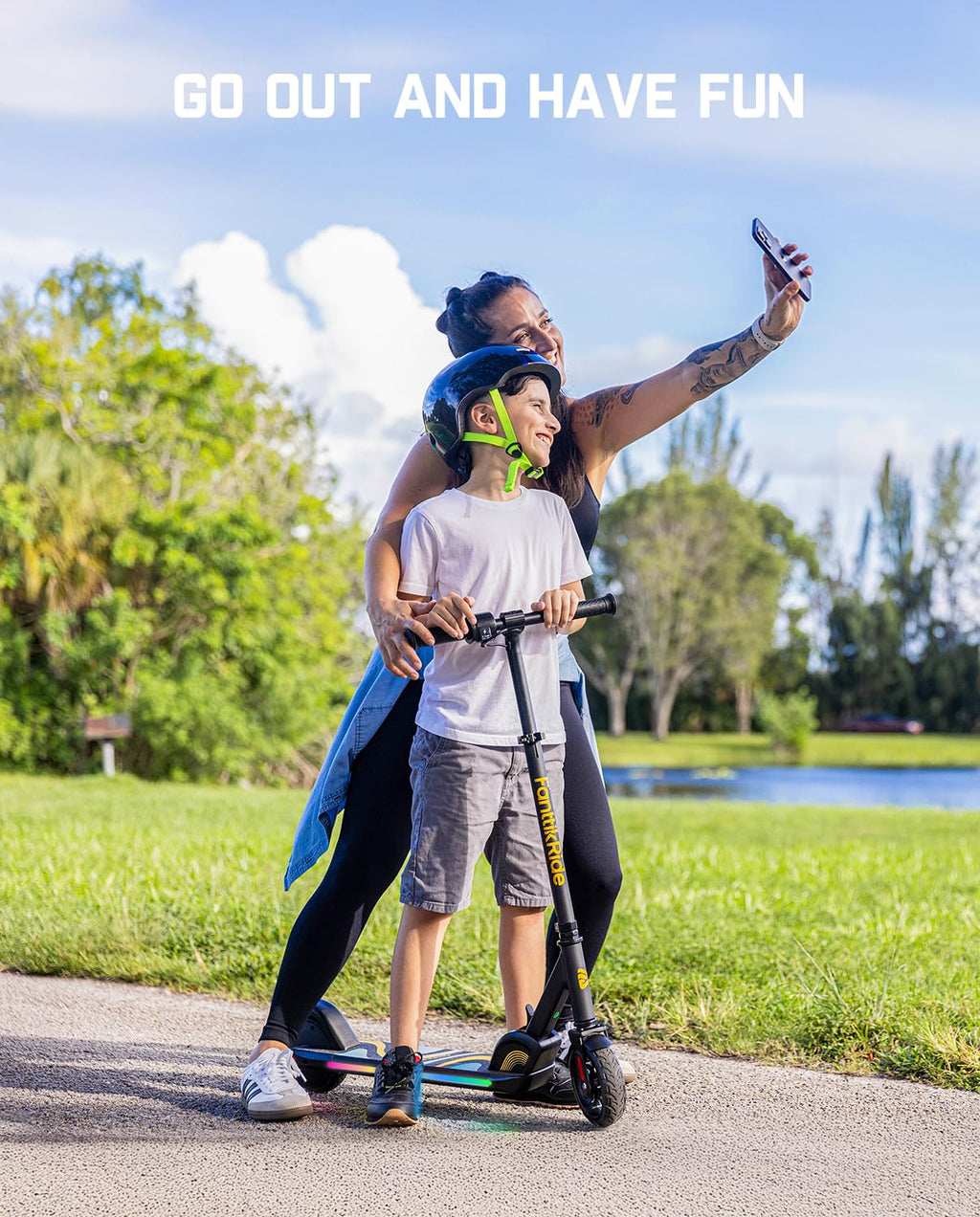 FanttikRide C9 Pro Kids Electric Scooter Ages 8-12, Colorful Rainbow Lights, E-Scooter for Kids 3.9-5.2 ft, 132 lbs, 5 Miles Ran