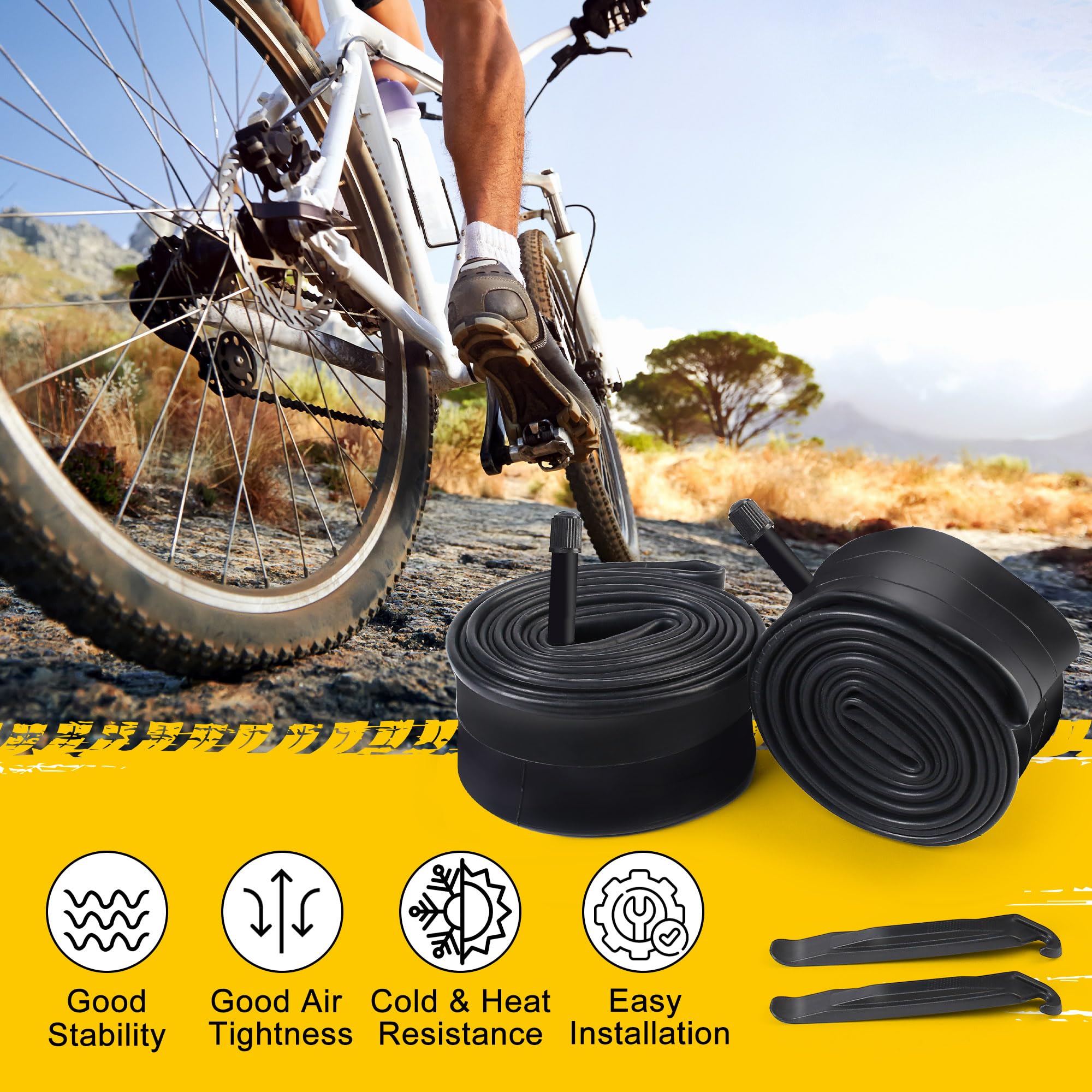 Lotfancy 28'' 700X35/37/38/40/42/43C Bike Tubes, Packof 2, 48Mm Schrader Valve, 700C Road Bicycle Tire Tube