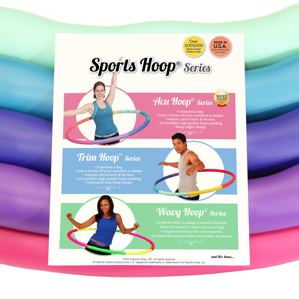 Sports Hoop Weighted Hula Hoop, Acu Hoop 4M - 4 Lb Medium, Weight Loss Fitness Workout With Ridges. (Rainbow Colors)