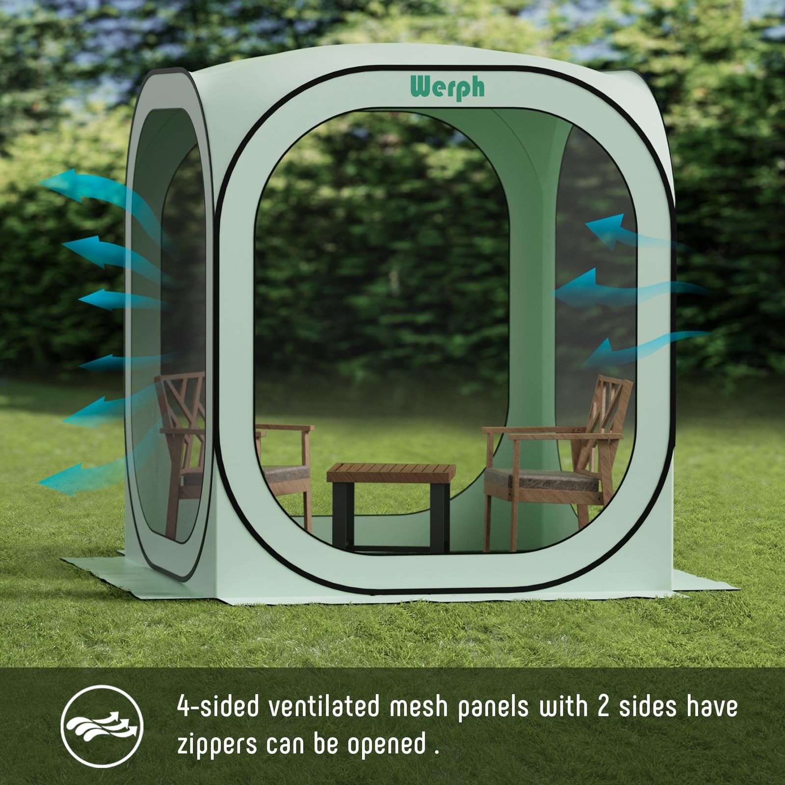 Werph Pop Up Tent,Portable Canopy Tent with Mesh Mosquito Net, Screen House Room Canopy Shade Screen 6 x 6 FT with Carry Bag for