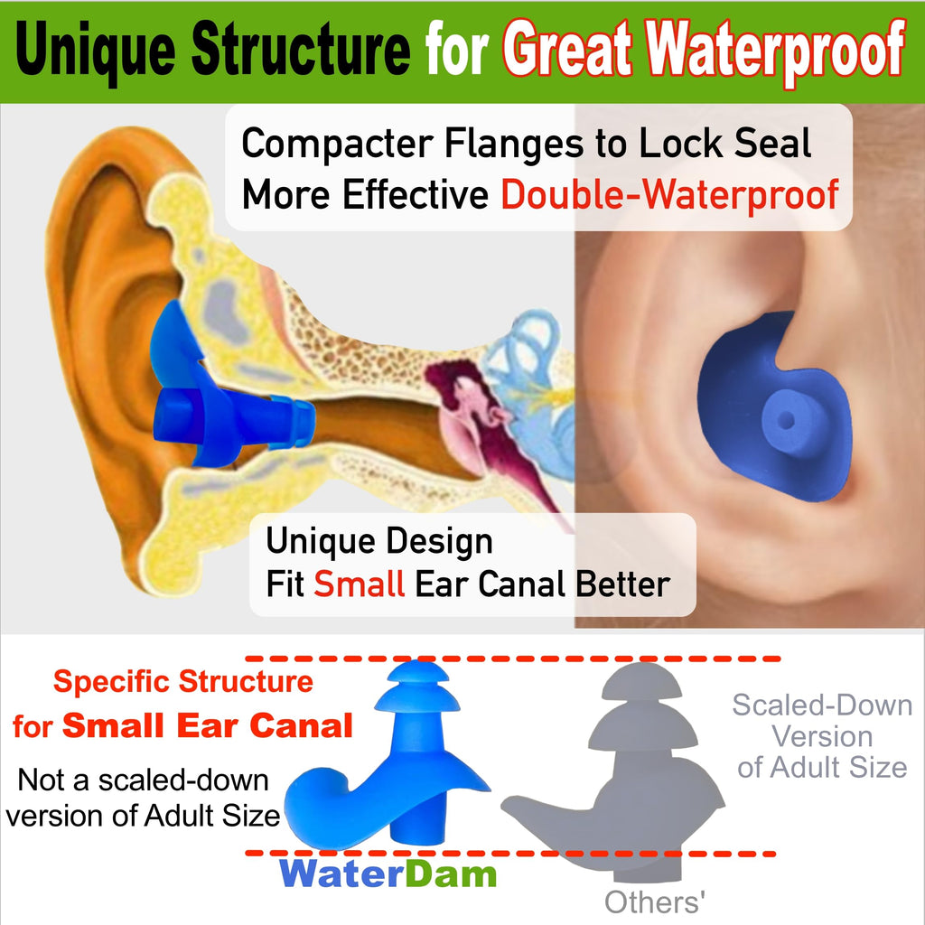 Waterdam A-Series Swimming Ear Plugs Ultra Comfy Great Waterproof Earplugs (Size 3A, Size 3A+3A+3A: Medium Ear Men & Large Ear T