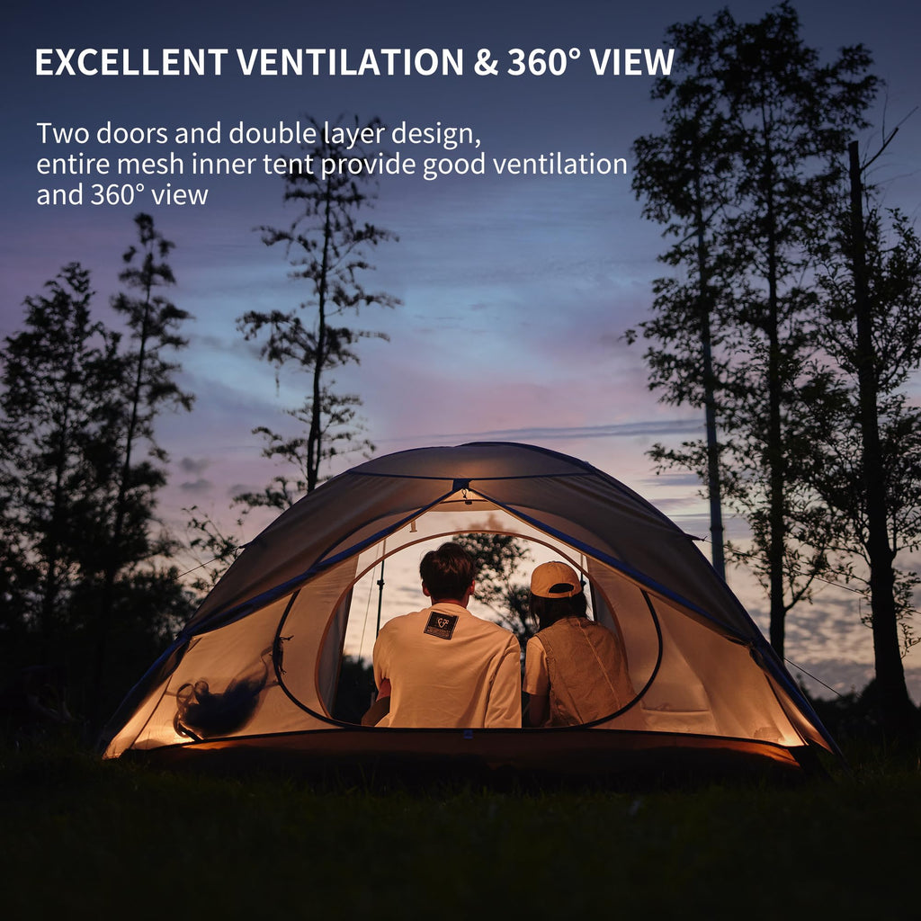 Naturehike P Series 2 Person Tent For Camping, 3 Season Lightweight Backpacking Tent, Double Layer Easy Set Up Ultralight Two Pe